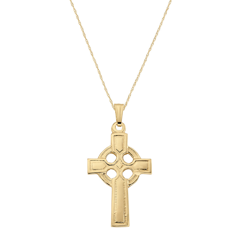 Cross of Iona Gold Pendant, Gold Irish Cross Pendant, Gold Celtic Cross Pendant