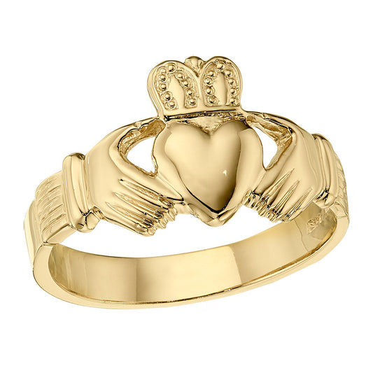 gold claddagh ring, yellow gold claddagh ring, traditional claddagh gold