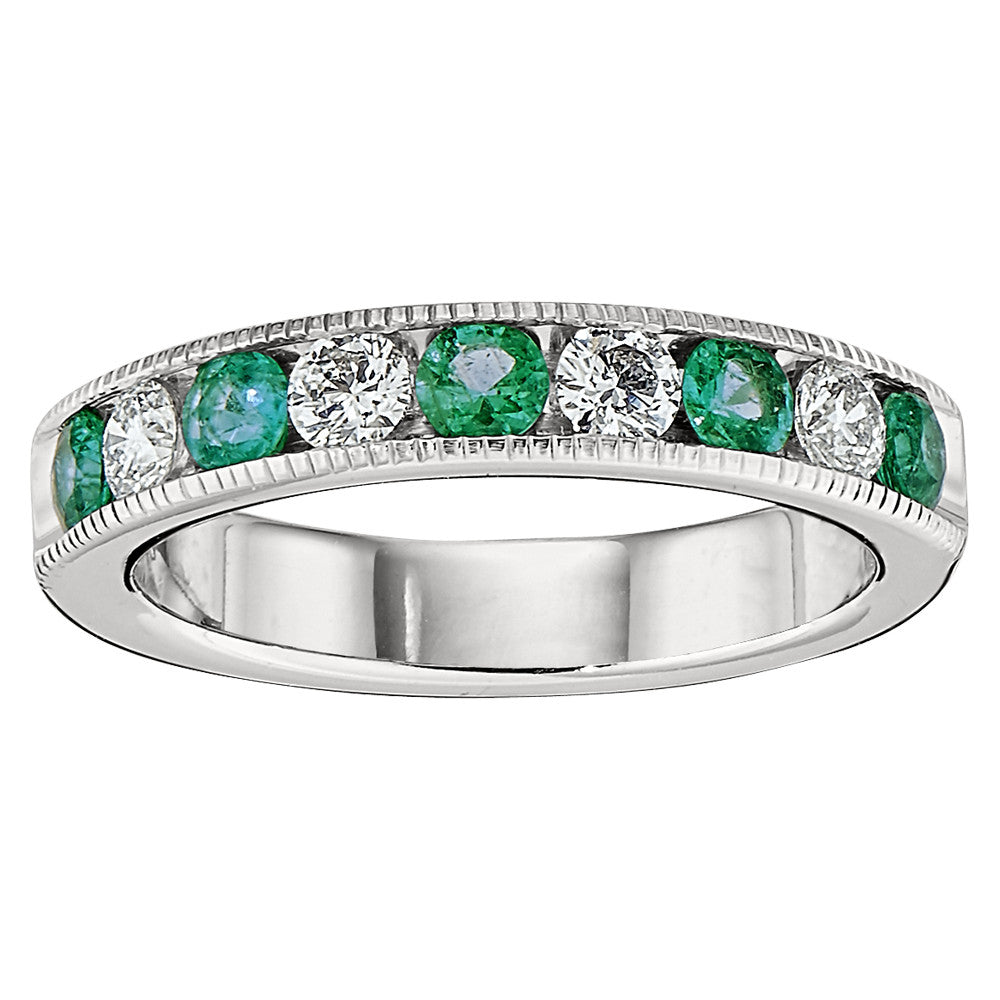 Emerald Wedding Rings, Gemstone Wedding Bands, May birthstone jewelry, emerald and diamond wedding band, stackable emerald wedding rings