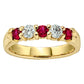 American Made Jewelry diamond and ruby wedding band in 14KT yellow gold