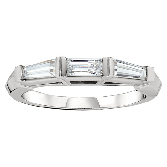Three Stone Diamond Band, Baguette Wedding Band, Baguette Weddigng Rings