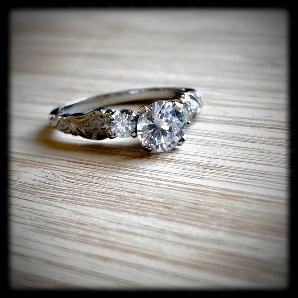 Vintage Style Flower Engraved Engagement Rings – Bella's Fine Jewelers