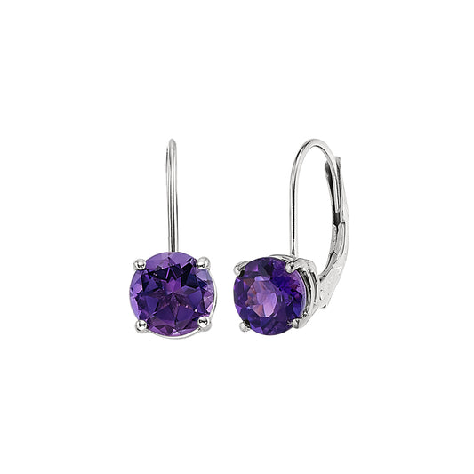 amethyst lever back earrings, February birthstone dangle earrings, Amethyst Birthstone Earrings, Dangle birthstone earrings
