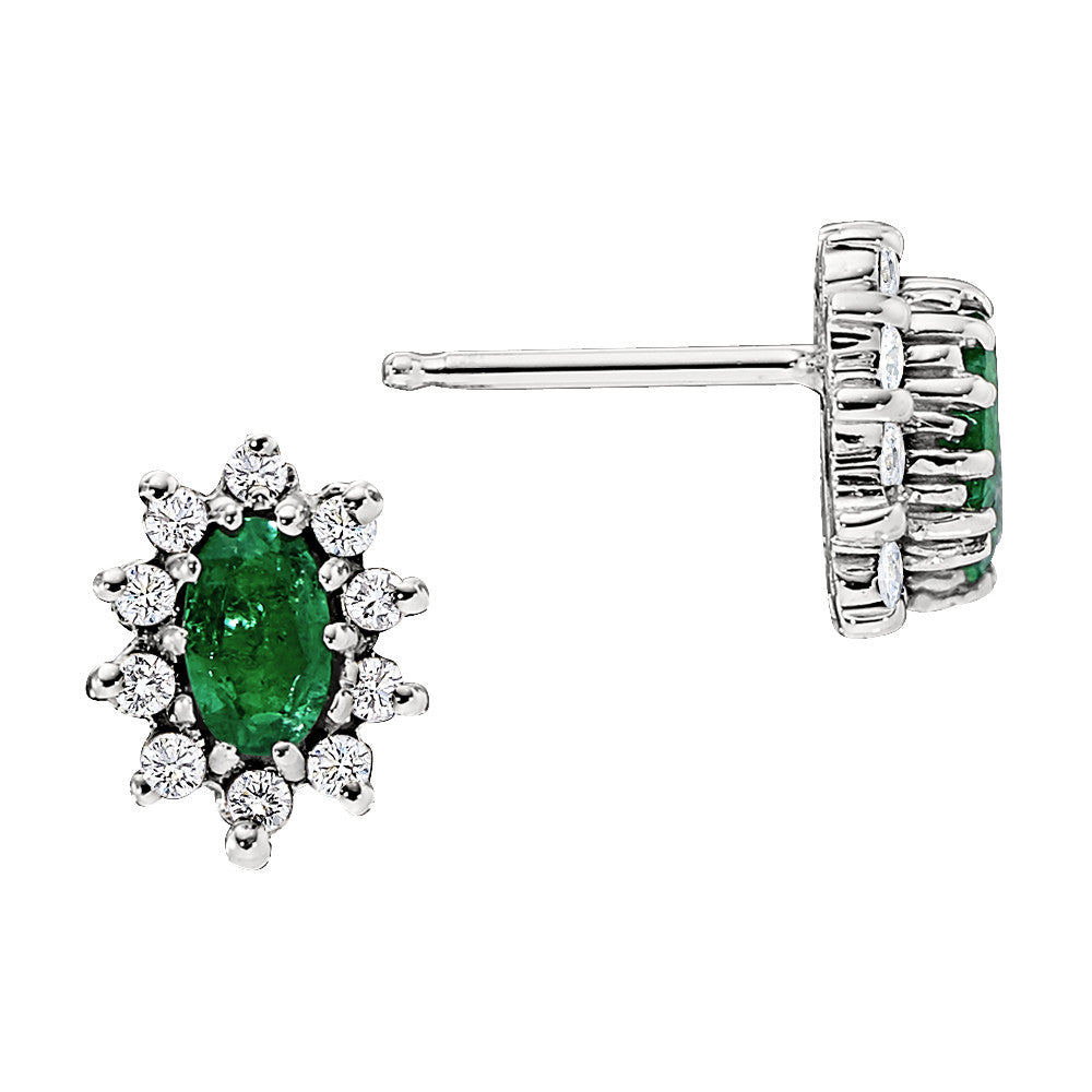 Emerald and Diamond Earrings, may birthstone jewelry, emerald birthstone earrings, emerald gold earrings, emerald diamond gold earrings