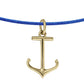 14K Yellow Gold Anchor Pendant on Leather Chain