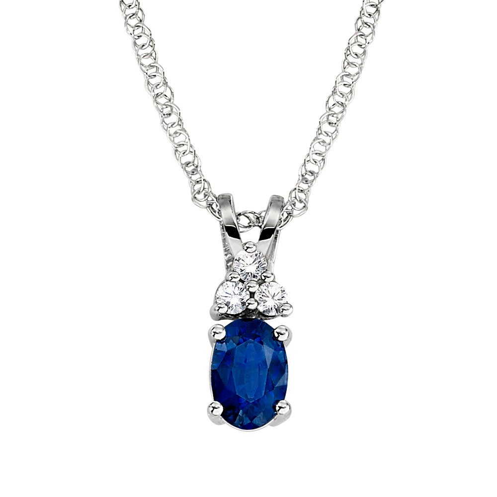 September birthstone, three stone accent pendant, three stone accent necklace, Sapphire pendant, sapphire necklace, 