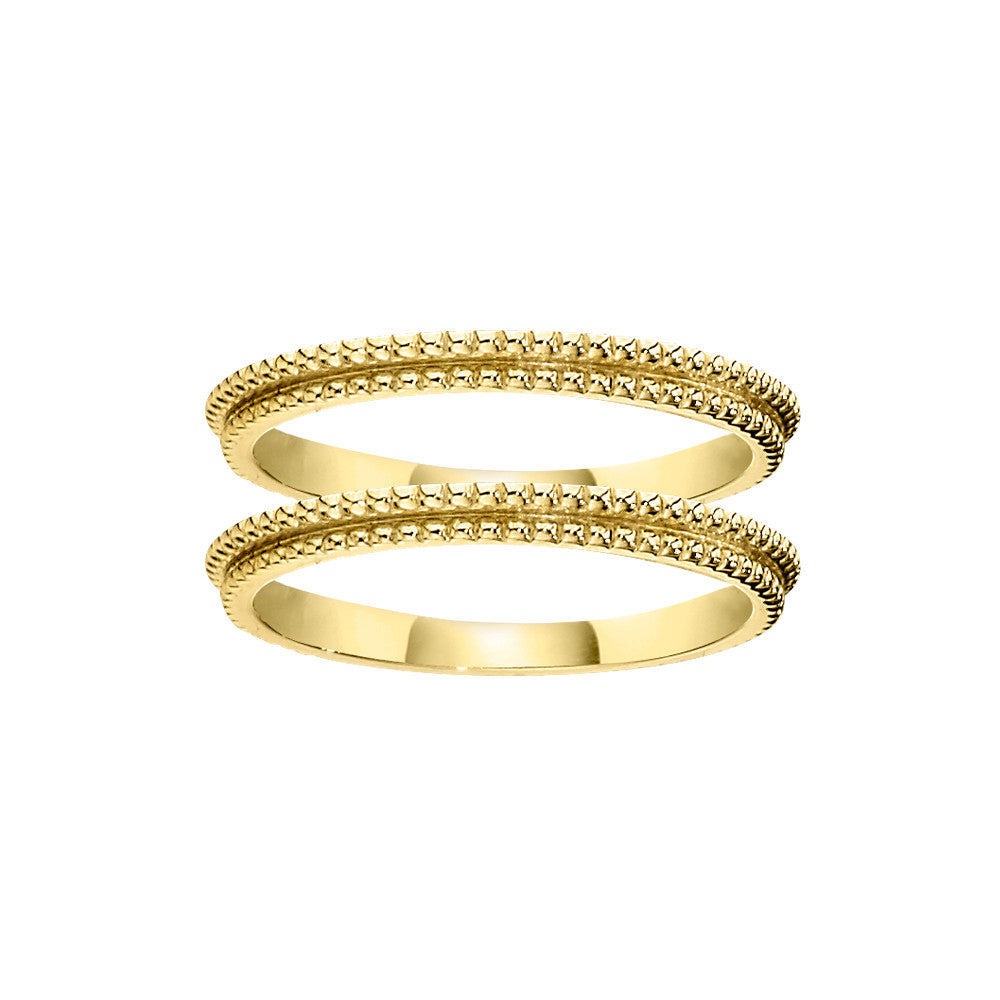 ring guard, ring guards, double wedding bands, gold shadown bands, gold engagement ring insert, stackable gold bands